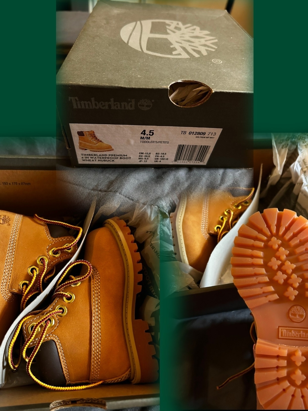 Timberland Toddler Wheat/Tan Boot with Orange Sole
